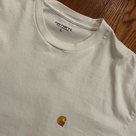 Carhartt WIP Large White t-shirt embroidered gold logo - Picture 3 of 5
